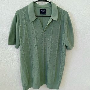 Abercrombie & Fitch Cable Stitch Sweater Polo Mint Green